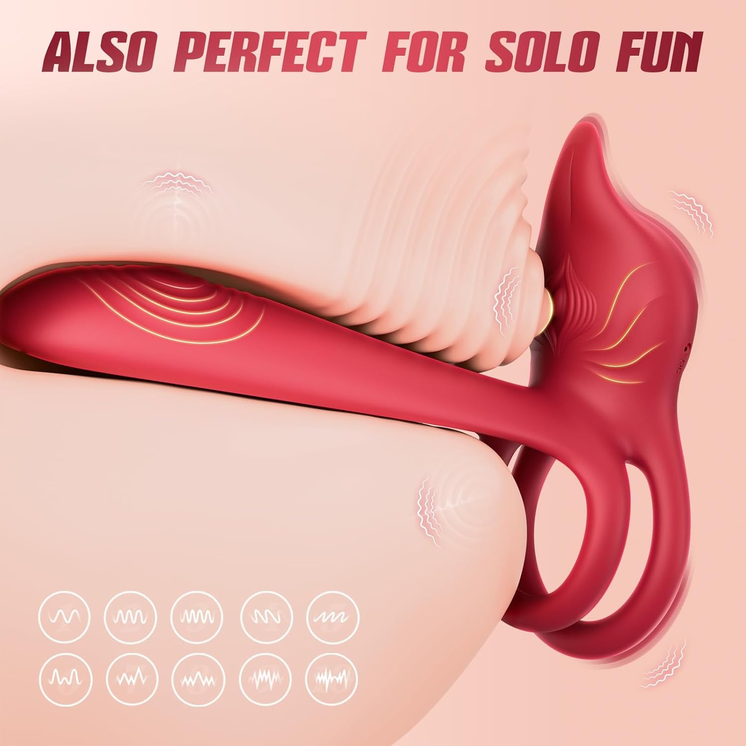 image:imageAdult Sex Toy Penis Ring MOOLIGIRL Dual Cock Ring with Rose Clit Stimulator amp G Spot Vibrater 10 Modes Mens Sex Toys for Women Couples Male Silicone Cockring Penis Sleeve Nipple Toy JewleryRed