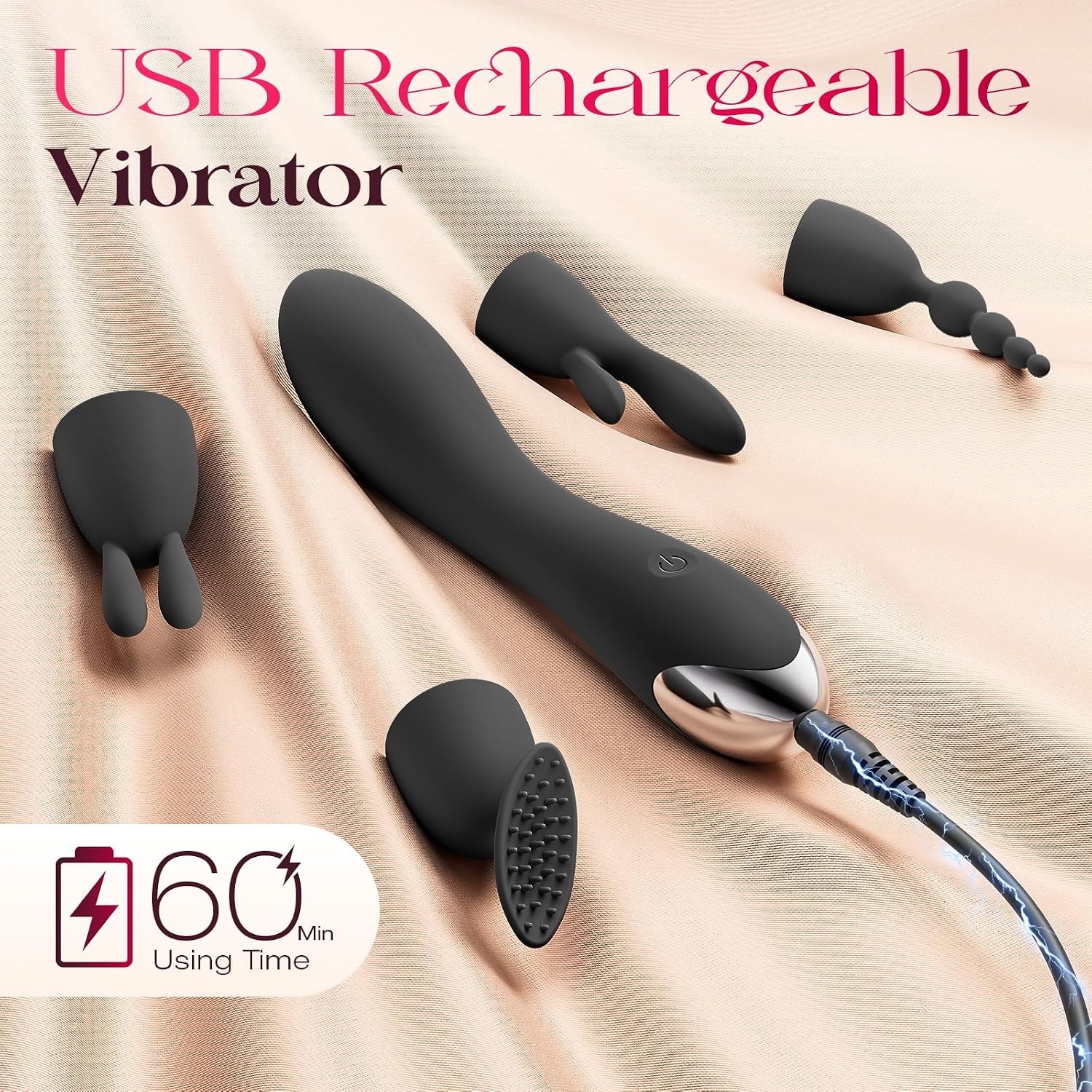 image:imageMOOLIGIRL Dildo Vibrator Kits Women Sex Toys Adult Toy APP Control 20 Modes with 4 Replacement Silicone Heads for Solo and Couples IPX6 G Spot Vibrators for Clitoral Nipple and SampM Floggers BlackBlack