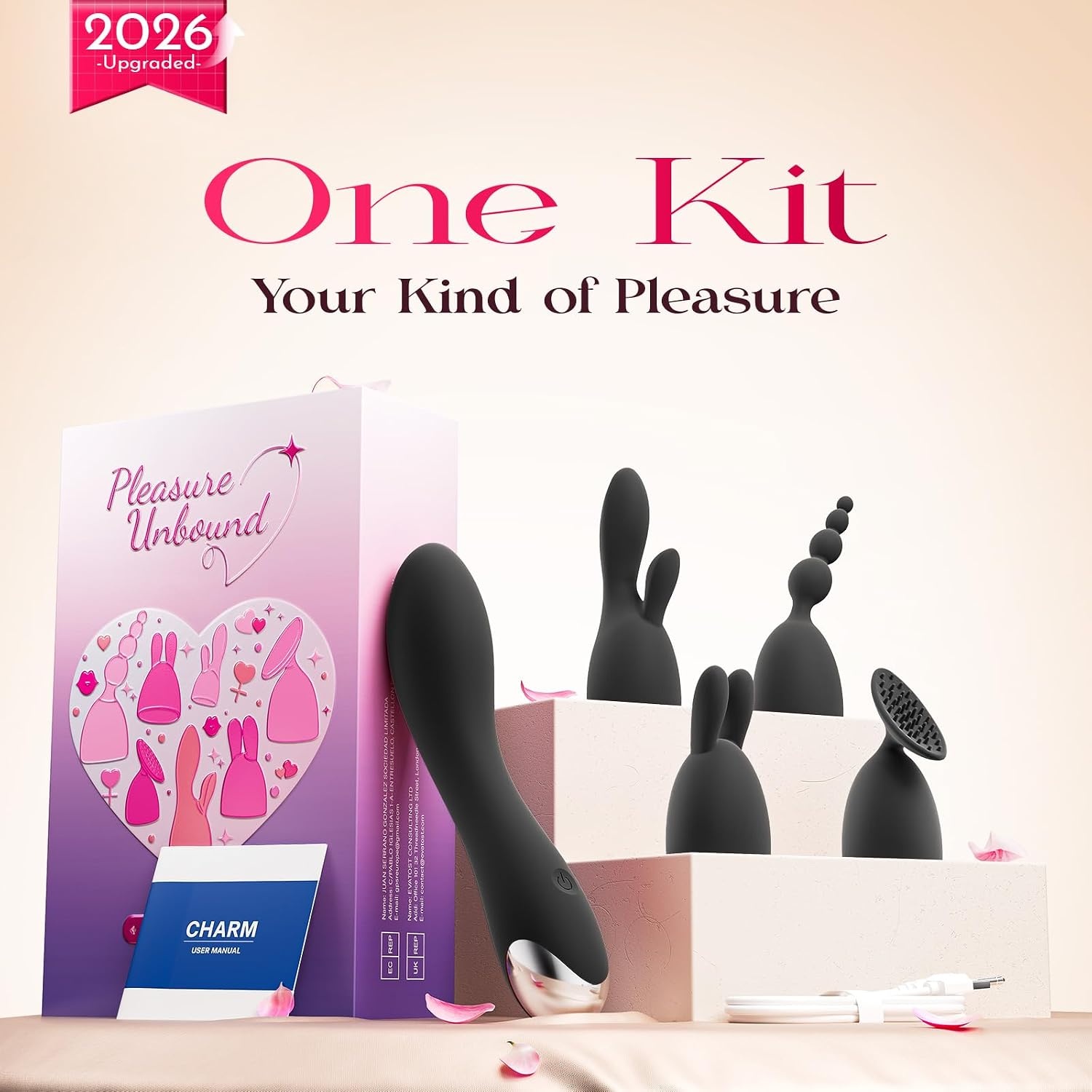 image:imageMOOLIGIRL Dildo Vibrator Kits Women Sex Toys Adult Toy APP Control 20 Modes with 4 Replacement Silicone Heads for Solo and Couples IPX6 G Spot Vibrators for Clitoral Nipple and SampM Floggers BlackBlack