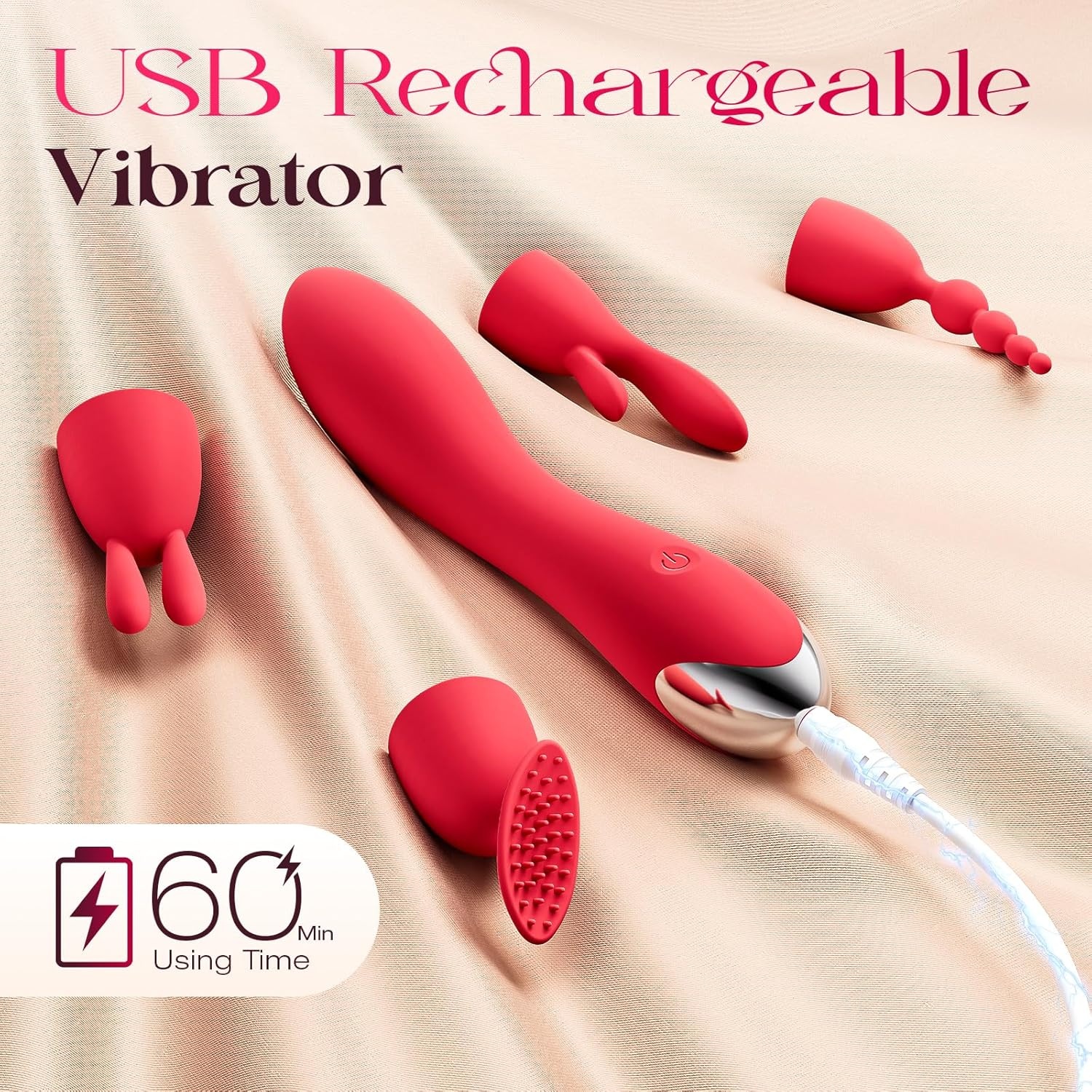 image:imageMOOLIGIRL Dildo Vibrator Kits Women Sex Toys Adult Toy APP Control 20 Modes with 4 Replacement Silicone Heads for Solo and Couples IPX6 G Spot Vibrators for Clitoral Nipple and SampM Floggers BlackRed