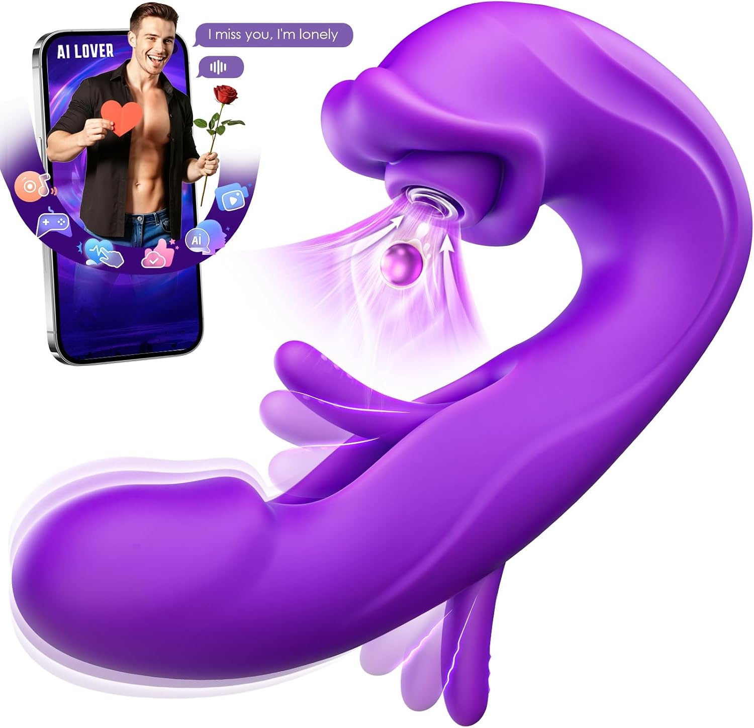 image:imageMOOLIGIRL Sucking Vibrator Women Sex Toys AI Sync Flapping G Spot Vibrator Dildo with 7 Suction amp Vibration Modes for Clitoral Nipple Stimulation App Control Couples Thrusting Adult Toys amp Games
