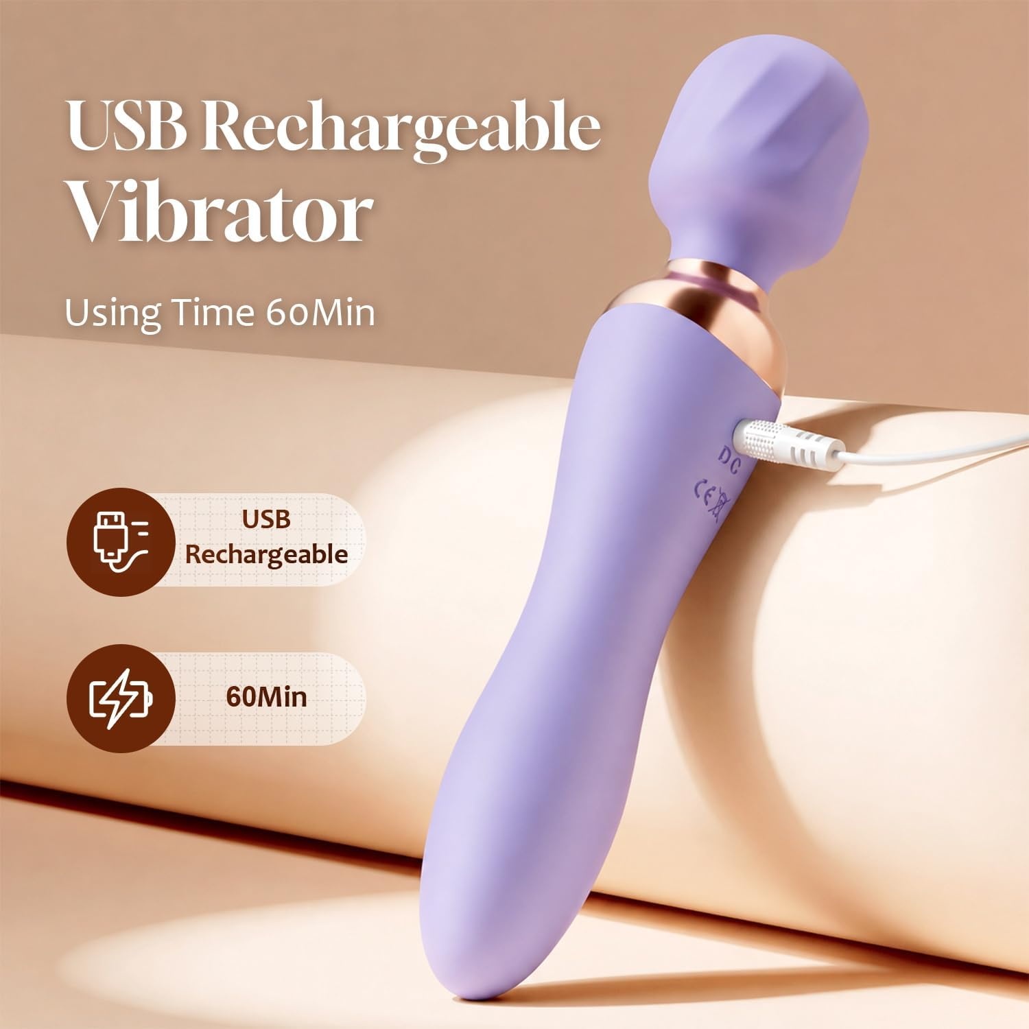 image:imageMOOLIGIRL Vibrator Wand DualEnded Dildo 24 Vibration Patterns Adult Women G Spot Sex Toy Powerful Quiet Motor Cordless amp Waterproof Massager Solo amp Couple Clitoral Nipple Weight Toys BlackLight Purple
