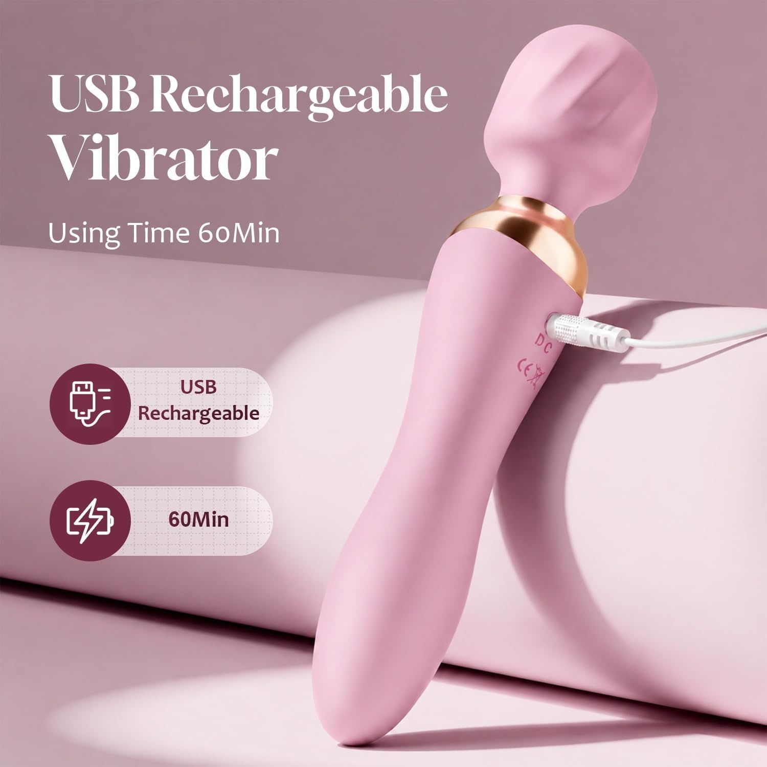image:imageMOOLIGIRL Vibrator Wand DualEnded Dildo 24 Vibration Patterns Adult Women G Spot Sex Toy Powerful Quiet Motor Cordless amp Waterproof Massager Solo amp Couple Clitoral Nipple Weight Toys BlackPink