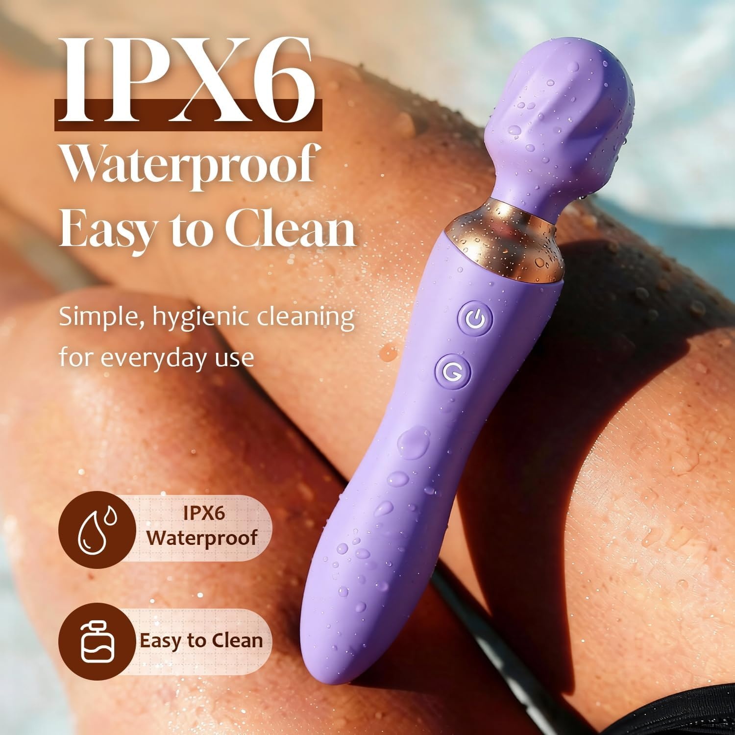 image:imageMOOLIGIRL Vibrator Wand DualEnded Dildo 24 Vibration Patterns Adult Women G Spot Sex Toy Powerful Quiet Motor Cordless amp Waterproof Massager Solo amp Couple Clitoral Nipple Weight Toys BlackLight Purple