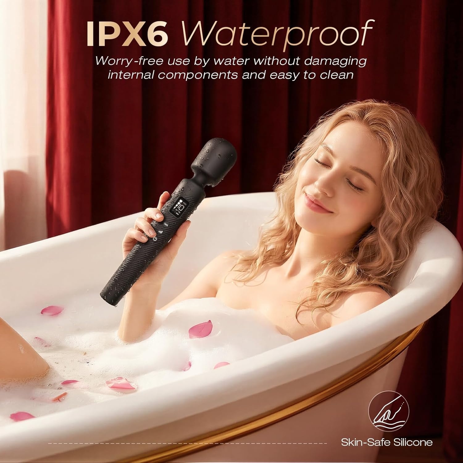 image:imageMOOLIGIRL Vibrator Wand Kits Sex Toys for Women 3 Silicone Attachments for Clitoral G Spot Vibrators Nipple Toy LCD Display App Control 10 Patterns 4 Speeds Adult Toys for Solo amp CouplesBlack