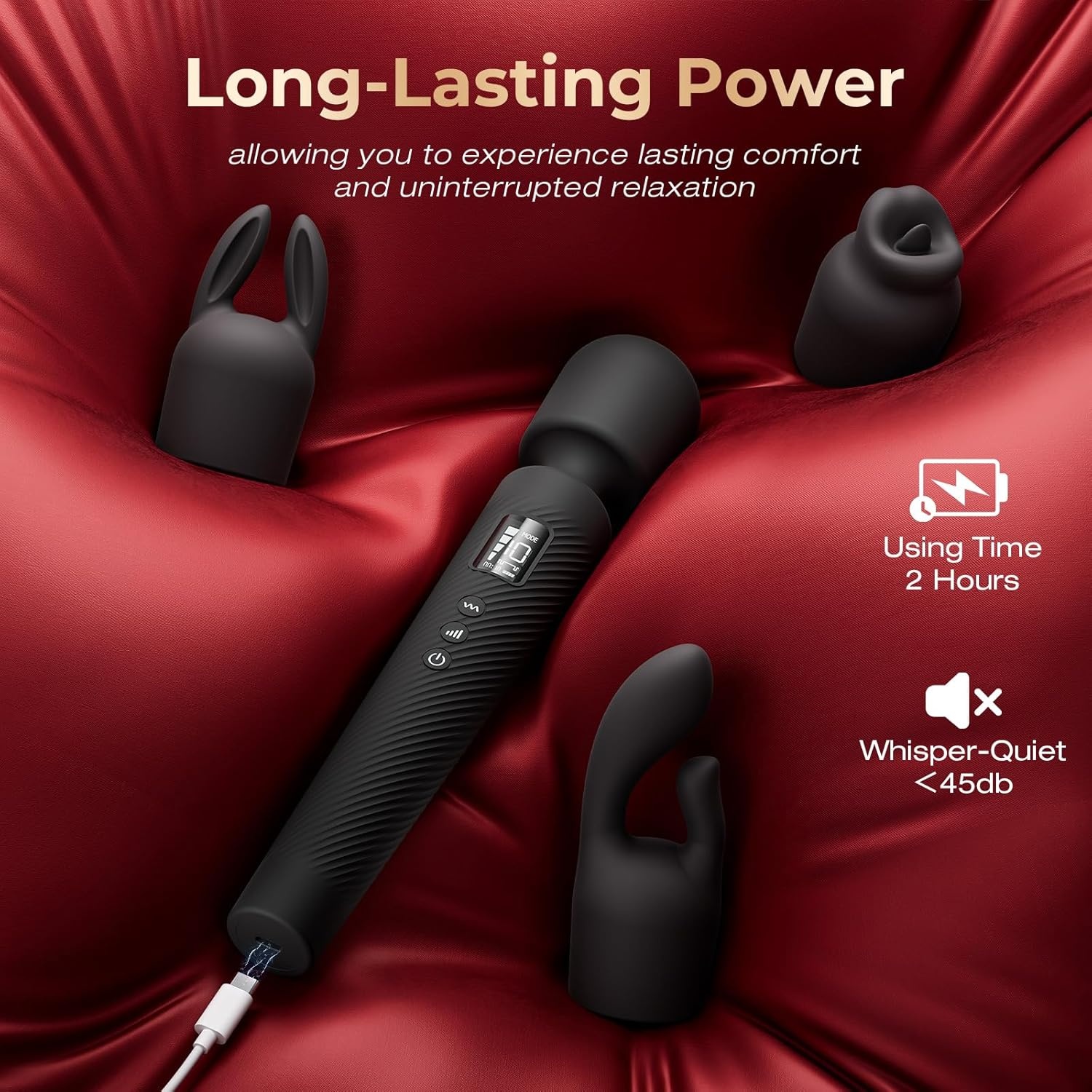image:imageMOOLIGIRL Vibrator Wand Kits Sex Toys for Women 3 Silicone Attachments for Clitoral G Spot Vibrators Nipple Toy LCD Display App Control 10 Patterns 4 Speeds Adult Toys for Solo amp CouplesBlack