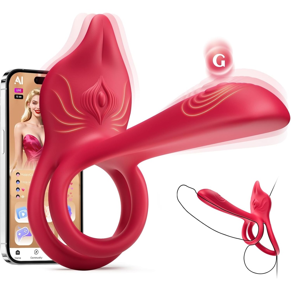 image:imageAdult Sex Toy Penis Ring  MOOLIGIRL Dual Cock Ring with Rose Clit Stimulator amp G Spot Vibrater 10 Modes Mens Sex Toys for Women Couples Male Silicone Cockring Penis Sleeve Nipple Toy JewleryRed