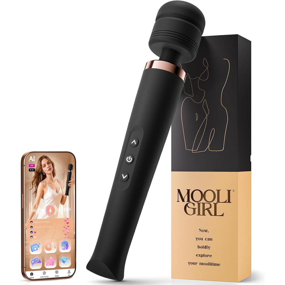 image:imageMOOLIGIRL Vibrator Wand Adult Toy App Control Powerful Quiet Motor Sex Toys Women 4 Speeds amp 5 Vibration Patterns Cordless amp Waterproof Wand Massager for Solo amp Couple