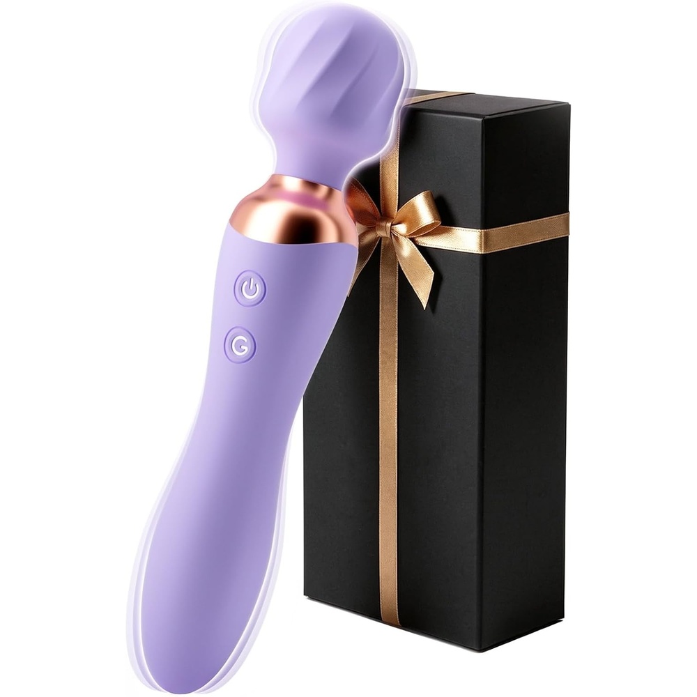 image:imageMOOLIGIRL Vibrator Wand DualEnded Dildo 24 Vibration Patterns Adult Women G Spot Sex Toy Powerful Quiet Motor Cordless amp Waterproof Massager Solo amp Couple Clitoral Nipple Weight Toys BlackLight Purple