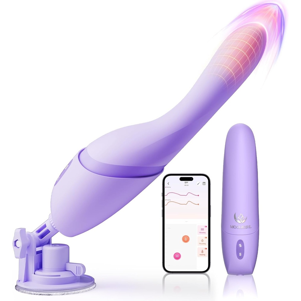 image:imageThrusting Vibrator Adult Sex Toys for Women 5IN1 Sex Machine with Heating amp 10 Thrusting Vibrating Modes App Control amp Detachable Suction Base G Spot Anal Dildo for Couples Female Men Pleasure