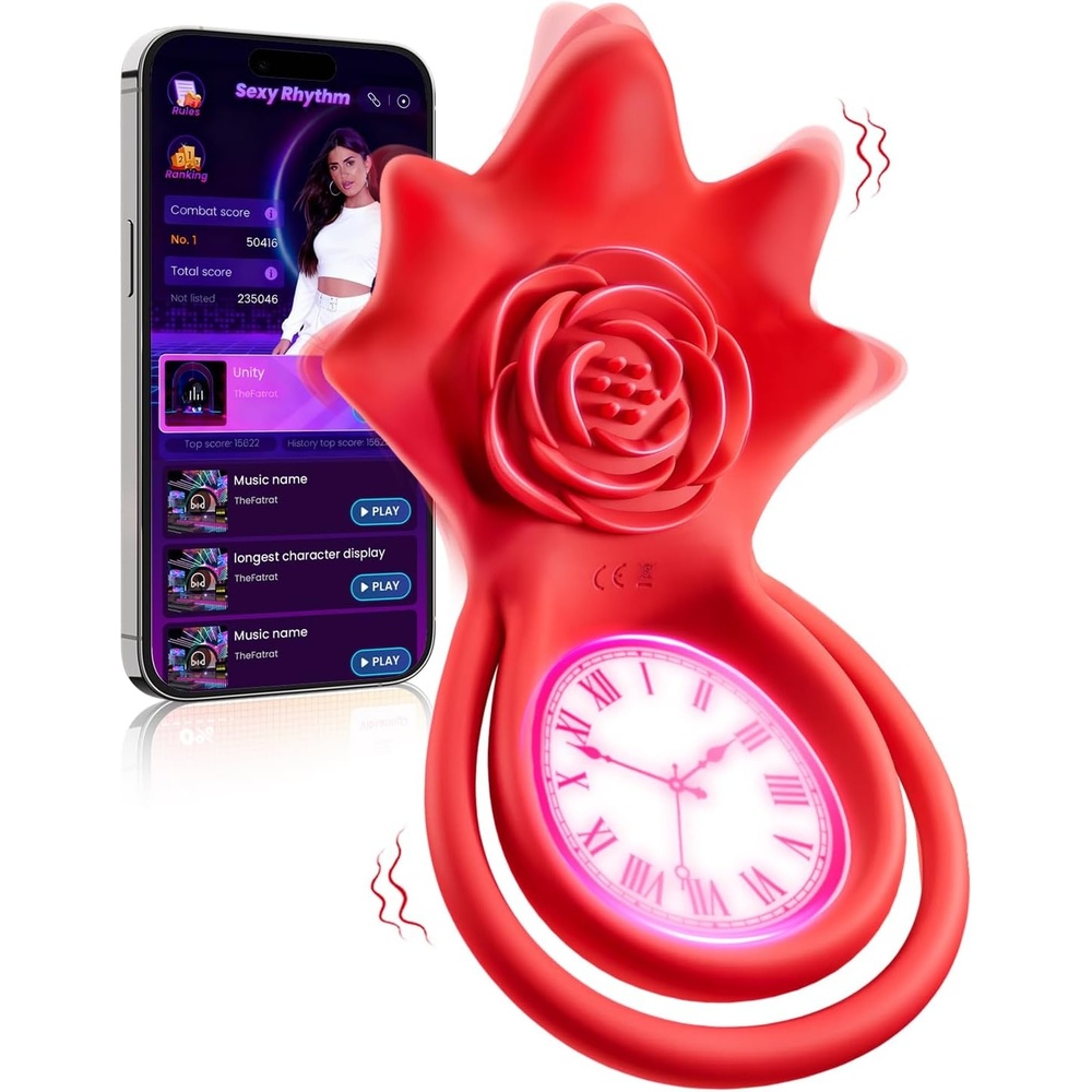 image:imageVibrating Cock Ring Sex Toys MOOLIGIRL AI Lover Rose Toy Penis Ring Vibrator Couples Sex Toys for Men Women 9 Vibration Modes App Control Clitoral Stimulator Female Adult Toys Vibrater Cockring