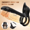 Adult Sex Toy Penis Ring – MOOLIGIRL Dual Cock Ring with Rose Clit Stimulator & G Spot Vibrater, 10 Modes Mens Sex Toys for Women Couples Male, Silicone Cockring Penis Sleeve Nipple Toy Jewlery(Black)