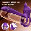 Adult Sex Toy Penis Ring – MOOLIGIRL Dual Cock Ring with Rose Clit Stimulator & G Spot Vibrater, 10 Modes Mens Sex Toys for Women Couples Male, Silicone Cockring Penis Sleeve Nipple Toy Jewlery(Purple)