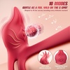 Adult Sex Toy Penis Ring – MOOLIGIRL Dual Cock Ring with Rose Clit Stimulator & G Spot Vibrater, 10 Modes Mens Sex Toys for Women Couples Male, Silicone Cockring Penis Sleeve Nipple Toy Jewlery(Red)