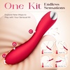 MOOLIGIRL Dildo Vibrator Kits, Women Sex Toys Adult Toy APP Control 20 Modes with 4 Replacement Silicone Heads for Solo and Couples, IPX6 G Spot Vibrators for Clitoral Nipple and S&M Floggers Black(Red)