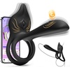 Adult Sex Toy Penis Ring – MOOLIGIRL Dual Cock Ring with Rose Clit Stimulator & G Spot Vibrater, 10 Modes Mens Sex Toys for Women Couples Male, Silicone Cockring Penis Sleeve Nipple Toy Jewlery(Black)