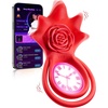 Vibrating Cock Ring Sex Toys – MOOLIGIRL AI Lover Rose Toy Penis Ring Vibrator, Couples Sex Toys for Men Women, 9 Vibration Modes App Control Clitoral Stimulator Female Adult Toys Vibrater Cockring