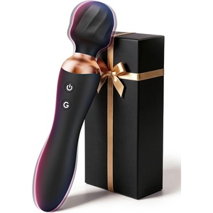 MOOLIGIRL Vibrator Wand Dual-Ended Dildo, 24 Vibration Patterns, Adult Women G Spot Sex Toy, Powerful Quiet Motor, Cordless & Waterproof Massager Solo & Couple Clitoral Nipple Weight Toys – Black(Black)