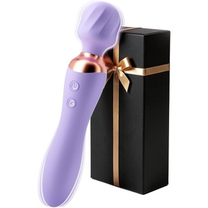 MOOLIGIRL Vibrator Wand Dual-Ended Dildo, 24 Vibration Patterns, Adult Women G Spot Sex Toy, Powerful Quiet Motor, Cordless & Waterproof Massager Solo & Couple Clitoral Nipple Weight Toys – Black(Light Purple)