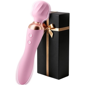 MOOLIGIRL Vibrator Wand Dual-Ended Dildo, 24 Vibration Patterns, Adult Women G Spot Sex Toy, Powerful Quiet Motor, Cordless & Waterproof Massager Solo & Couple Clitoral Nipple Weight Toys – Black(Pink)