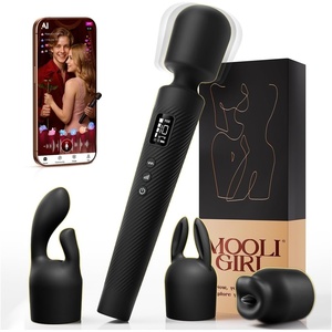 MOOLIGIRL Vibrator Wand Kits, Sex Toys for Women – 3 Silicone Attachments for Clitoral G Spot Vibrators, Nipple Toy, LCD Display, App Control, 10 Patterns, 4 Speeds, Adult Toys for Solo & Couples(Black)