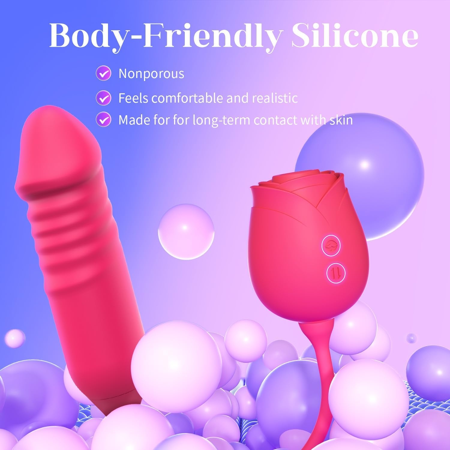 image:imageMOOLIGIRL Rose Toy Thrusting Dildo Vibrator App Control Sucking Adult Sex Toys for Women amp Couples 10 Suction amp 10 Thrusting Vibration Modes Waterproof Sex Toy for Clitoral GSpot SampM WhipsRoyal Red