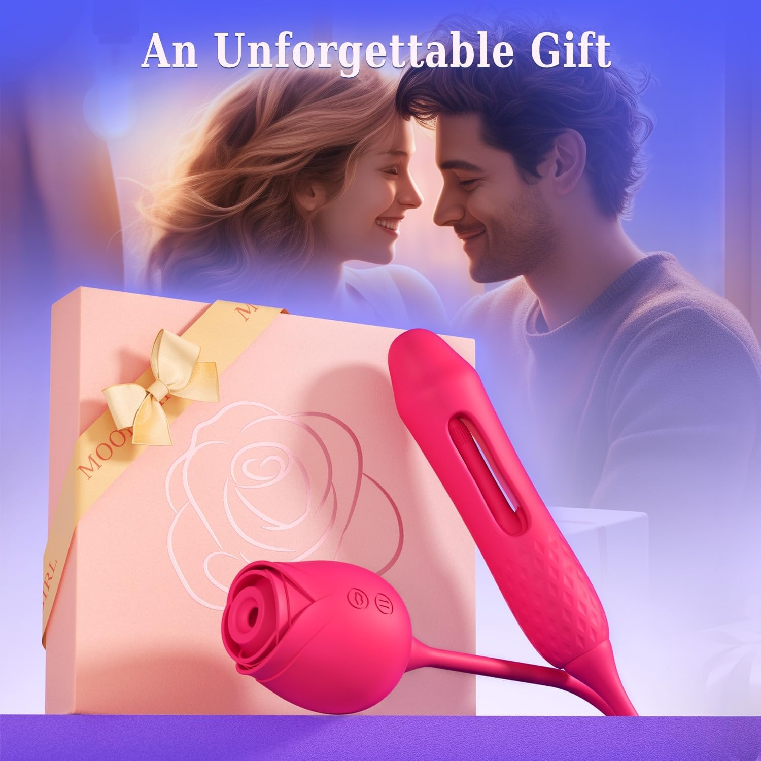 image:imageMOOLIGIRL Rose Toy Thrusting Dildo Vibrator App Control Sucking Adult Sex Toys for Women amp Couples 10 Suction amp 10 Thrusting Vibration Modes Waterproof Sex Toy for Clitoral GSpot SampM WhipsWine Red
