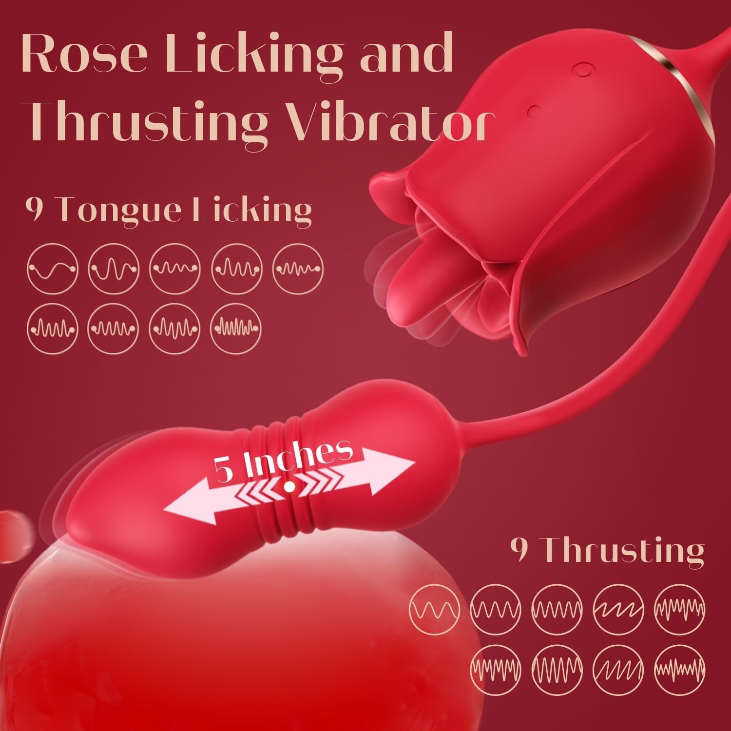 image:imageMOOLIGIRL Rose Toy Thrusting Dildo Vibrator App Control Sucking Adult Sex Toys for Women amp Couples 10 Suction amp 10 Thrusting Vibration Modes Waterproof Sex Toy for Clitoral GSpot SampM WhipsVermilion Red