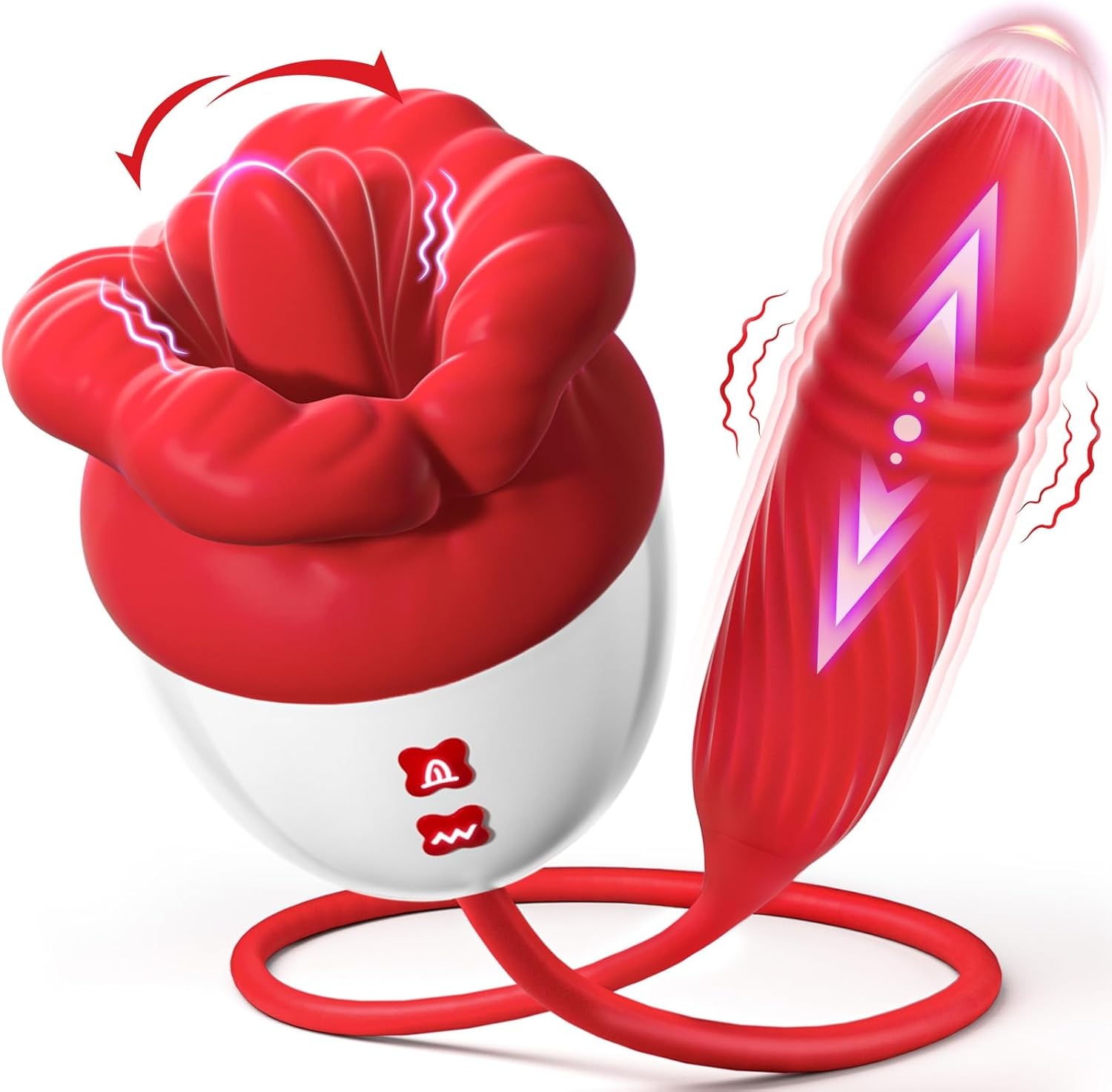 image:imageMOOLIGIRL Rose Toy Thrusting Dildo Vibrator App Control Sucking Adult Sex Toys for Women amp Couples 10 Suction amp 10 Thrusting Vibration Modes Waterproof Sex Toy for Clitoral GSpot SampM WhipsPassion Red