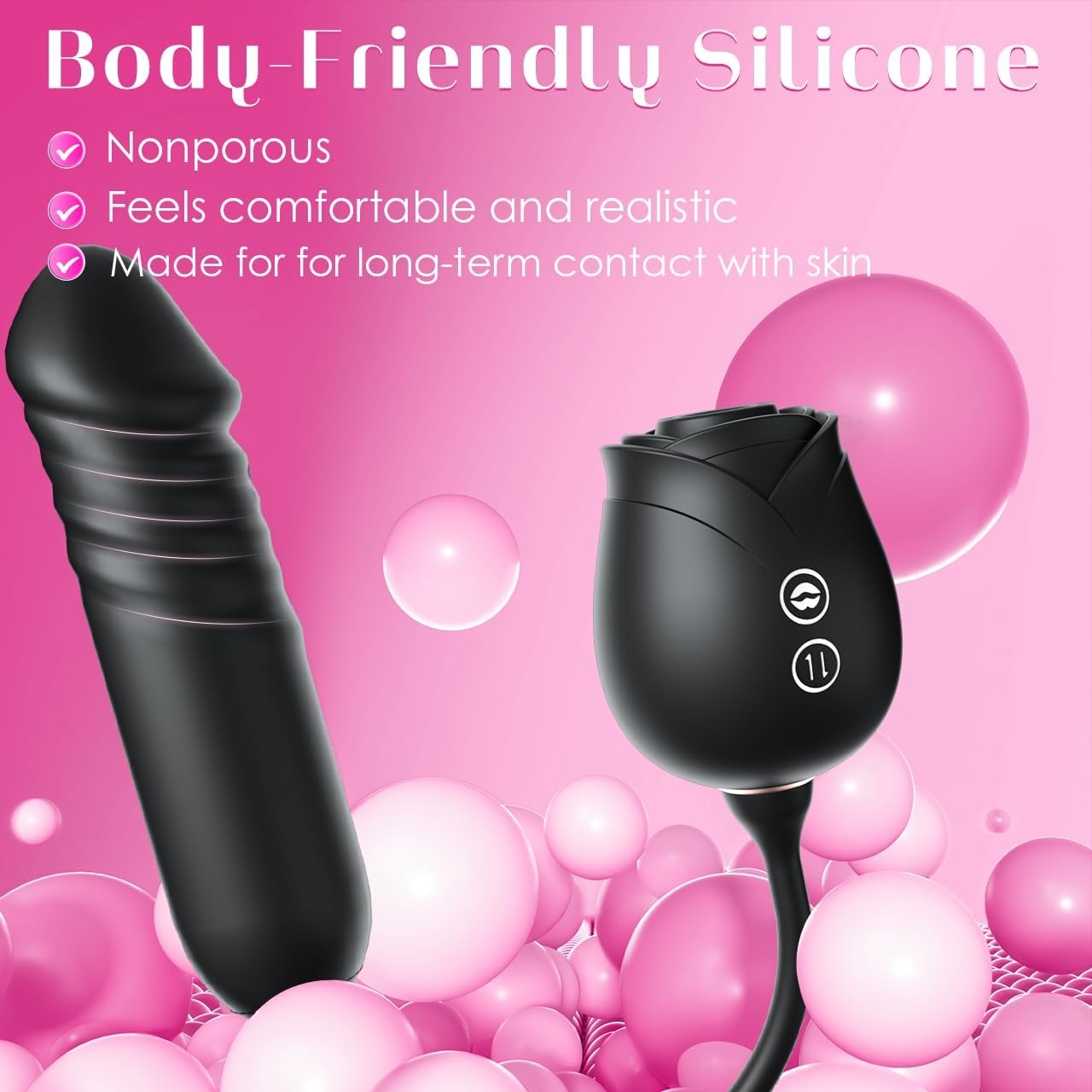 image:imageMOOLIGIRL Rose Toy Thrusting Dildo Vibrator App Control Sucking Adult Sex Toys for Women amp Couples 10 Suction amp 10 Thrusting Vibration Modes Waterproof Sex Toy for Clitoral GSpot SampM WhipsOlive Black
