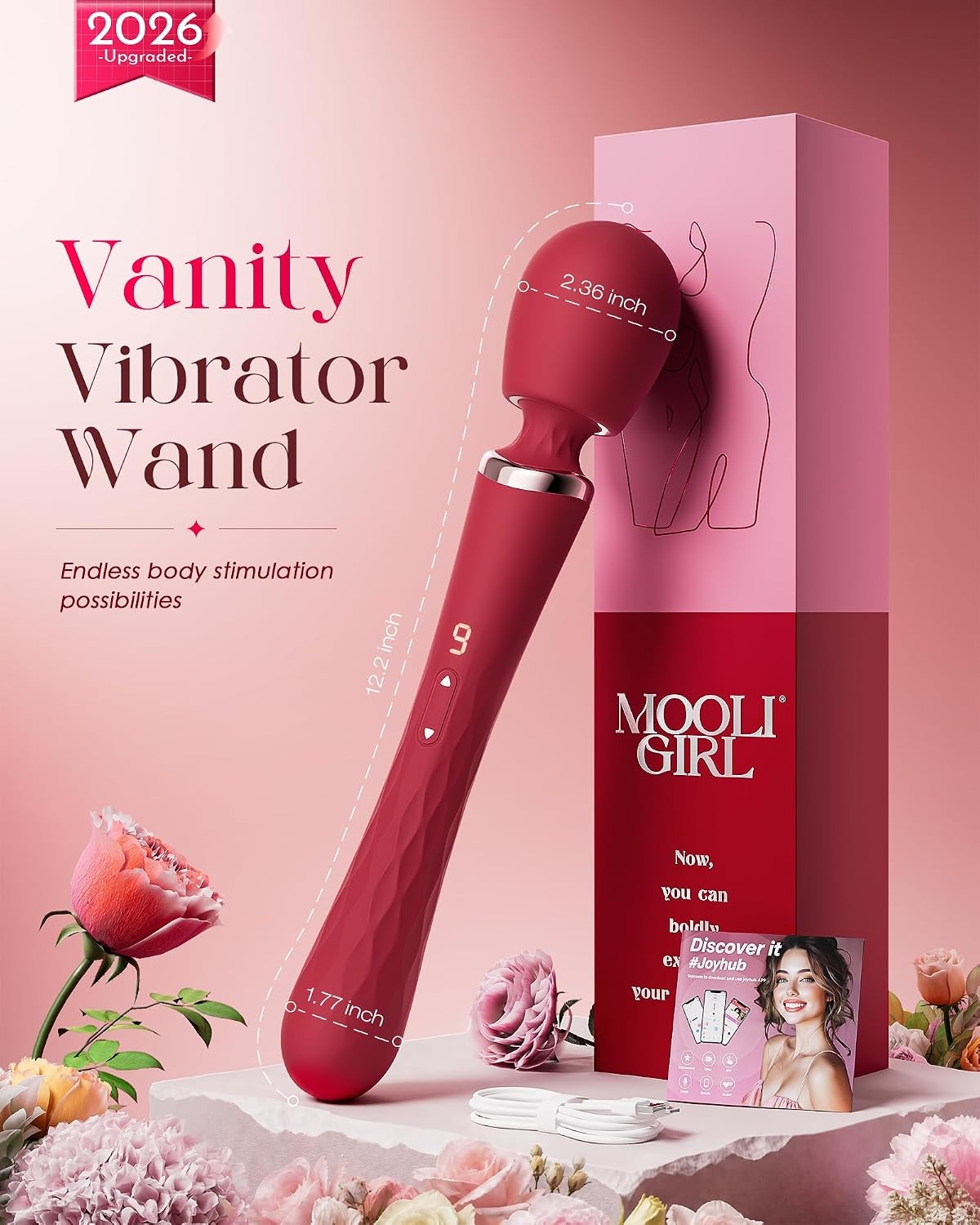image:imageMOOLIGIRL Vibrator Wand DualEnded Dildo APP Controlled Women Sex Toys with 9 9 Vibration Modes IPX7 Waterproof Rechargeable G Spot Vibrators for Solo amp Couple Play FullBody RelaxationMagenta