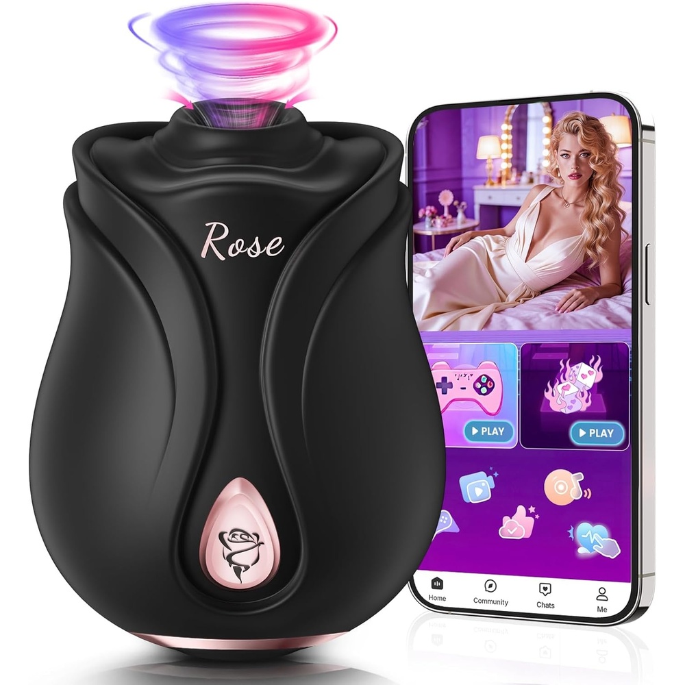 image:imageMOOLIGIRL Rose Toy Sex Toys Vibrator APP Women Adult Toys with 3 Intensity 7 Frequency Sucking amp 10 Vibrating Rose Sex Toy Sucker for Clit Nipple G Spot Vibrators for Female CouplesBlack