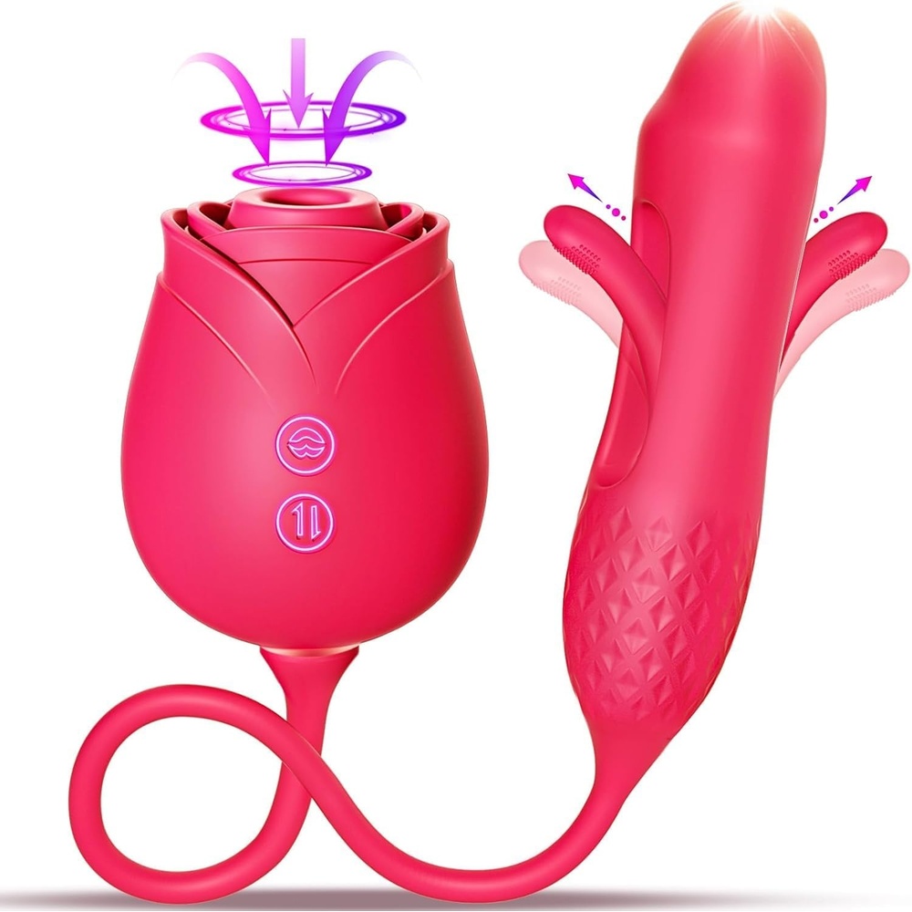 image:imageMOOLIGIRL Rose Toy Thrusting Dildo Vibrator App Control Sucking Adult Sex Toys for Women amp Couples 10 Suction amp 10 Thrusting Vibration Modes Waterproof Sex Toy for Clitoral GSpot SampM WhipsWine Red