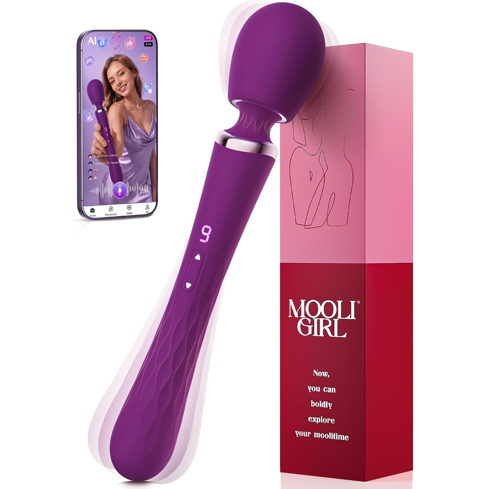 image:imageMOOLIGIRL Vibrator Wand DualEnded Dildo APP Controlled Women Sex Toys with 9 9 Vibration Modes IPX7 Waterproof Rechargeable G Spot Vibrators for Solo amp Couple Play FullBody RelaxationPurple