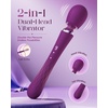 MOOLIGIRL Vibrator Wand Dual-Ended Dildo, APP Controlled Women Sex Toys with 9 + 9 Vibration Modes, IPX7 Waterproof Rechargeable G Spot Vibrators for Solo & Couple Play, Full-Body Relaxation(Purple)