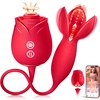 MOOLIGIRL Rose Toy Couple Vibrator Sex Toys for Women, Detachable Sucking Vibrator & Blooming Thrusting Dildo, 10 Modes, App AI Control Adult Toy for Female, G-Spot Clitoral Nipple Weights Sucker(Warm Red)