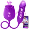 MOOLIGIRL Rose Toy Thrusting Dildo Vibrator, App Control Sucking Adult Sex Toys for Women & Couples, 10 Suction & 10 Thrusting Vibration Modes, Waterproof Sex Toy for Clitoral G-Spot S&M Whips(Royal Purple)