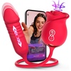 MOOLIGIRL Rose Toy Thrusting Dildo Vibrator, App Control Sucking Adult Sex Toys for Women & Couples, 10 Suction & 10 Thrusting Vibration Modes, Waterproof Sex Toy for Clitoral G-Spot S&M Whips(Red)