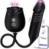 MOOLIGIRL Rose Toy Thrusting Dildo Vibrator, App Control Sucking Adult Sex Toys for Women & Couples, 10 Suction & 10 Thrusting Vibration Modes, Waterproof Sex Toy for Clitoral G-Spot S&M Whips(Olive Black)