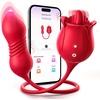 MOOLIGIRL Rose Toy Thrusting Dildo Vibrator, App Control Sucking Adult Sex Toys for Women & Couples, 10 Suction & 10 Thrusting Vibration Modes, Waterproof Sex Toy for Clitoral G-Spot S&M Whips(Vermilion Red)