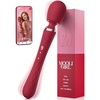 MOOLIGIRL Vibrator Wand Dual-Ended Dildo, APP Controlled Women Sex Toys with 9 + 9 Vibration Modes, IPX7 Waterproof Rechargeable G Spot Vibrators for Solo & Couple Play, Full-Body Relaxation(Magenta)