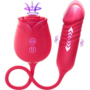 MOOLIGIRL Rose Toy Thrusting Dildo Vibrator, App Control Sucking Adult Sex Toys for Women & Couples, 10 Suction & 10 Thrusting Vibration Modes, Waterproof Sex Toy for Clitoral G-Spot S&M Whips(Light Red)