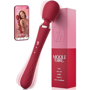 MOOLIGIRL Vibrator Wand Dual-Ended Dildo, APP Controlled Women Sex Toys with 9 + 9 Vibration Modes, IPX7 Waterproof Rechargeable G Spot Vibrators for Solo & Couple Play, Full-Body Relaxation(Magenta)