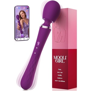 MOOLIGIRL Vibrator Wand Dual-Ended Dildo, APP Controlled Women Sex Toys with 9 + 9 Vibration Modes, IPX7 Waterproof Rechargeable G Spot Vibrators for Solo & Couple Play, Full-Body Relaxation(Purple)